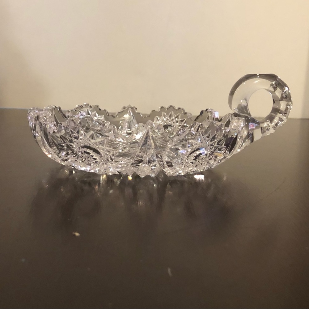 Crystal Cut Nappy Dish Excellent Used Condition